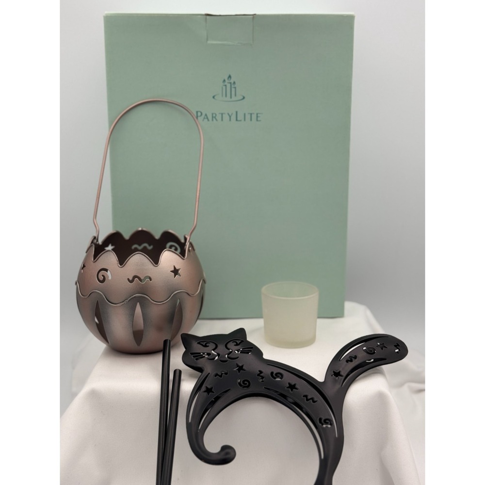 Partylite P7575 Pumpkin Spike Candle Holder - NEW Open Box - Metal Pumpkin